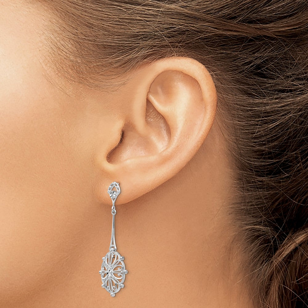 14K Weißgold Diamantiert Filigran Ohrringe