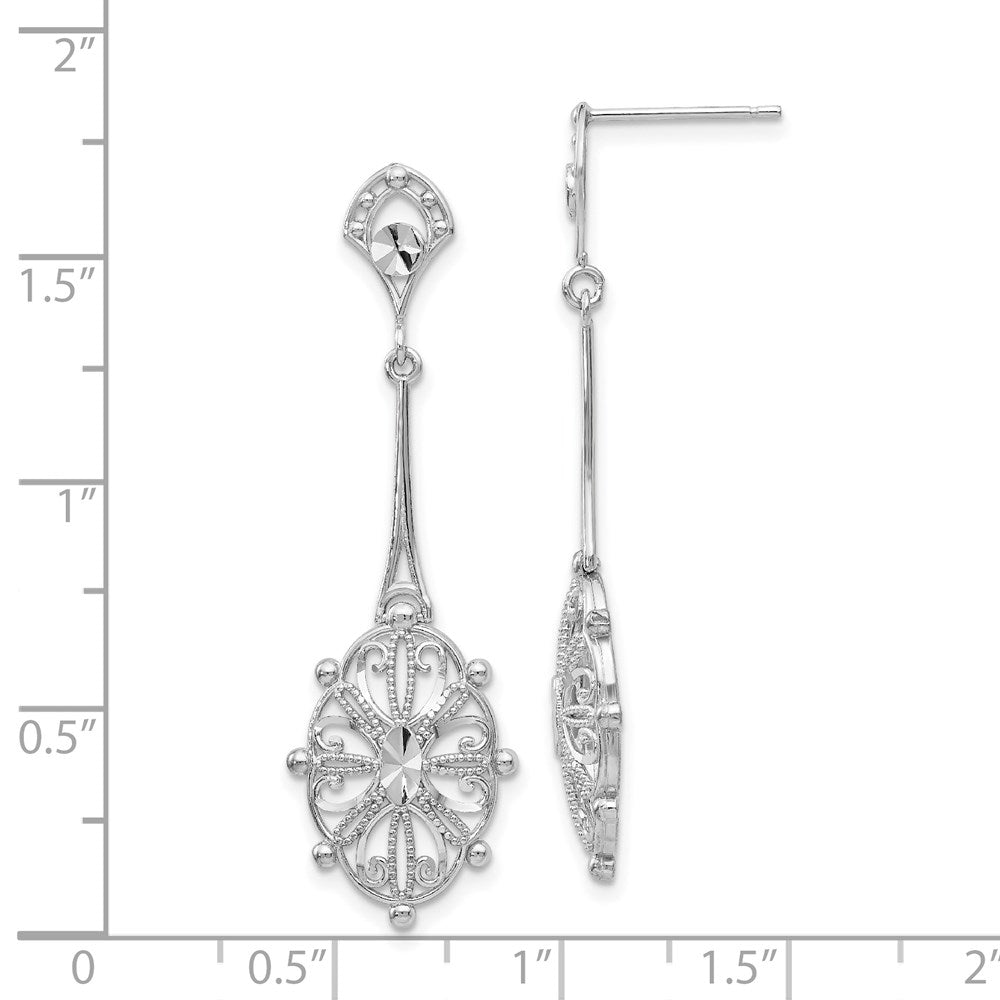 14K Weißgold Diamantiert Filigran Ohrringe