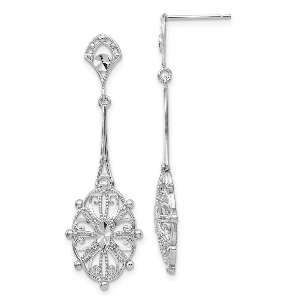 14K Weißgold Diamantiert Filigran Ohrringe