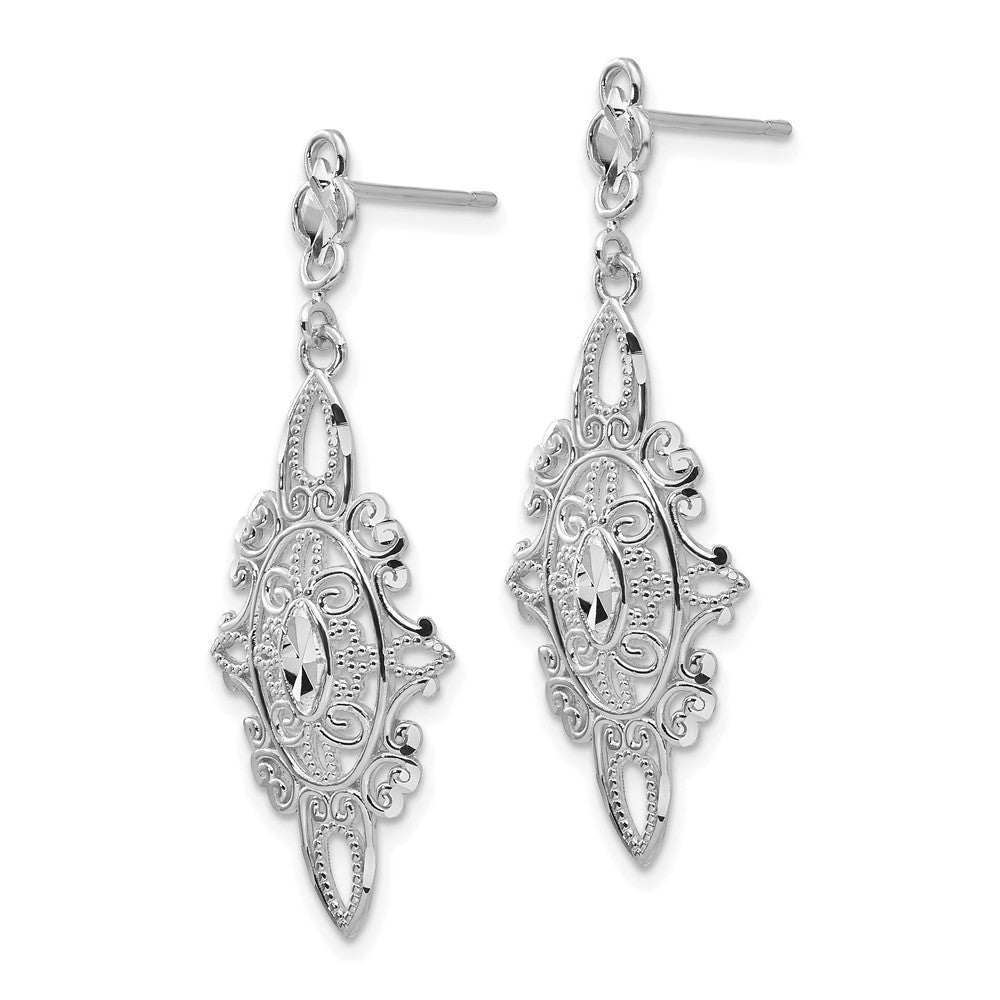 14K Weißgold Diamantiert Filigran Ohrhänger
