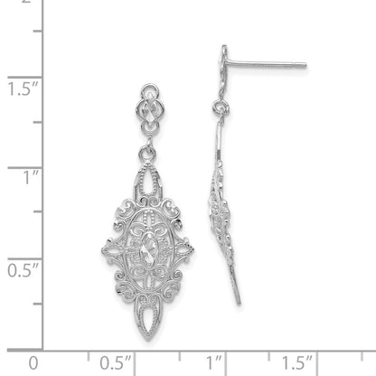 14K Weißgold Diamantiert Filigran Ohrhänger