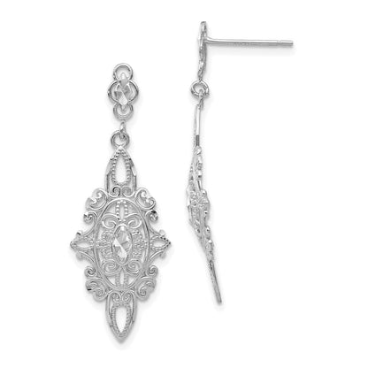 14K Weißgold Diamantiert Filigran Ohrhänger