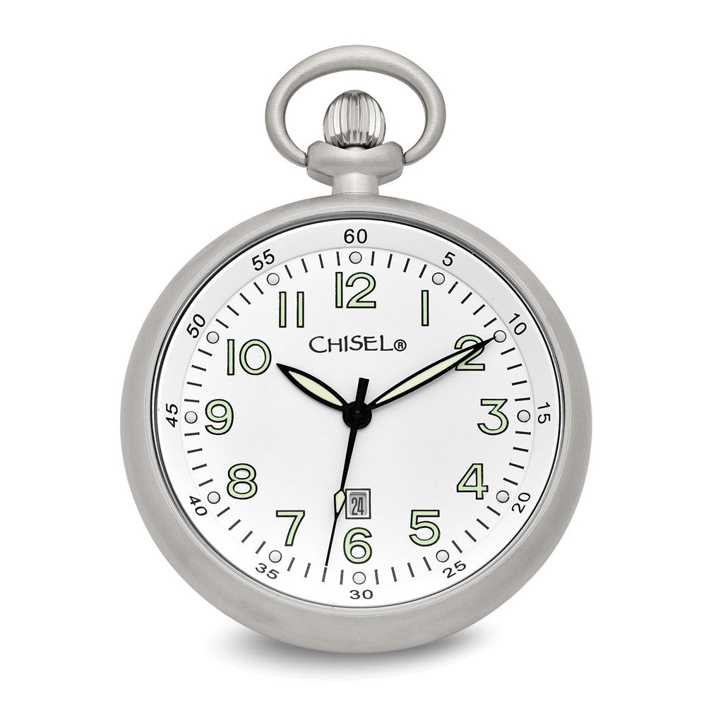 Edelstahl Chisel Weiß Zifferblatt Taschen Uhr