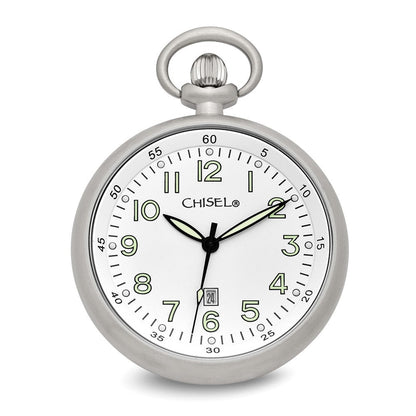 Edelstahl Chisel Weiß Zifferblatt Taschen Uhr