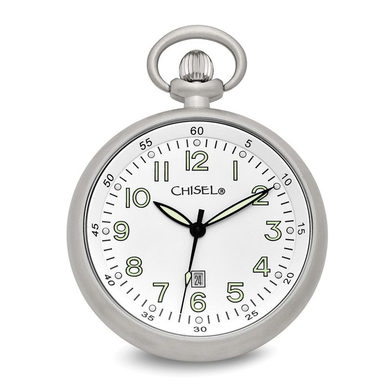 Edelstahl Chisel Weiß Zifferblatt Taschen Uhr