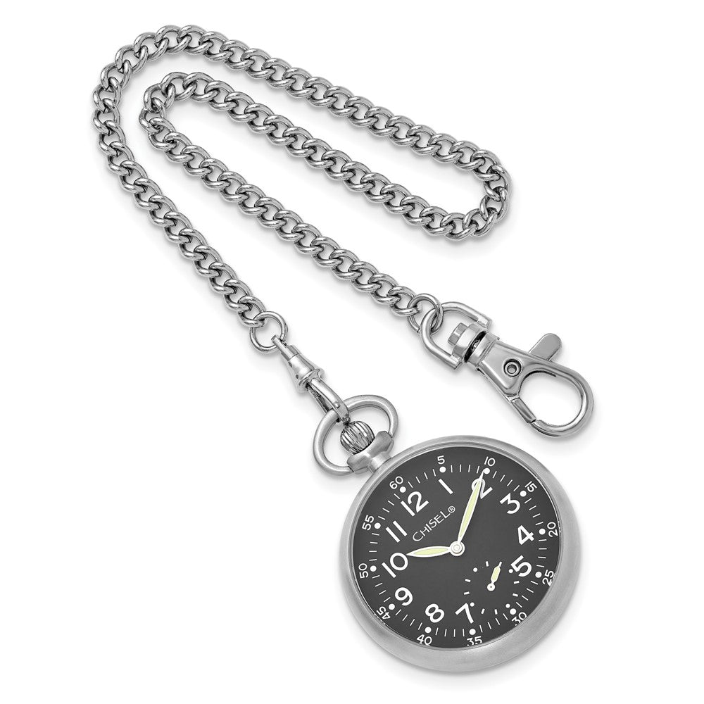 Edelstahl Chisel Schwarz Zifferblatt Taschen Uhr