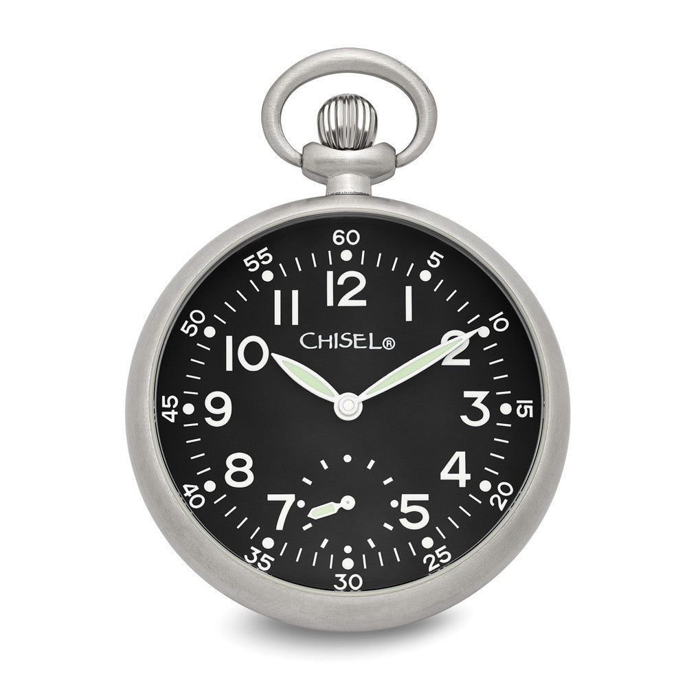 Edelstahl Chisel Schwarz Zifferblatt Taschen Uhr
