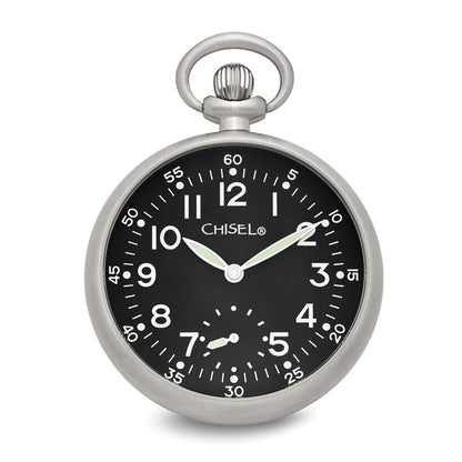 Edelstahl Chisel Schwarz Zifferblatt Taschen Uhr