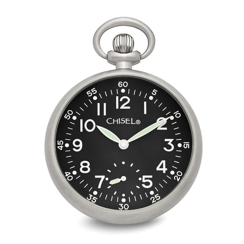 Edelstahl Chisel Schwarz Zifferblatt Taschen Uhr