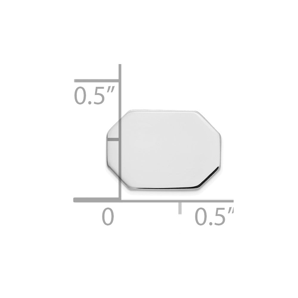 14K Weißgold Herren Rectangular Octagon Krawatten Tac