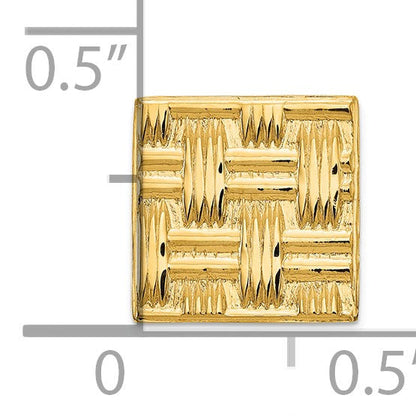 14K Gelbgold Herren Quadratisch Basketweave Strukturiert Krawatten Tac
