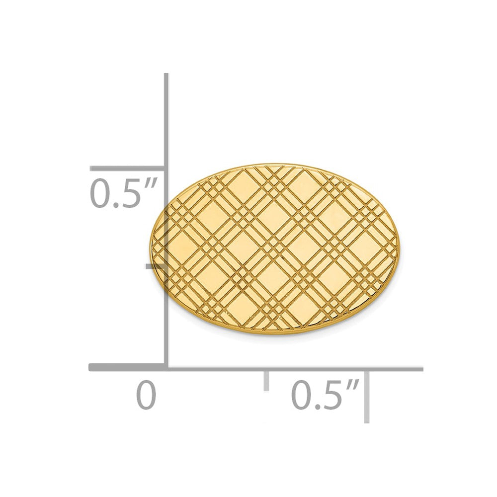 14K Gelbgold Herren Checkered Muster Oval Krawatten Tac