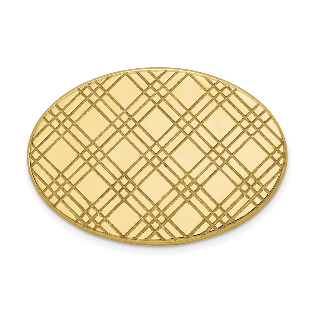 14K Gelbgold Herren Checkered Muster Oval Krawatten Tac