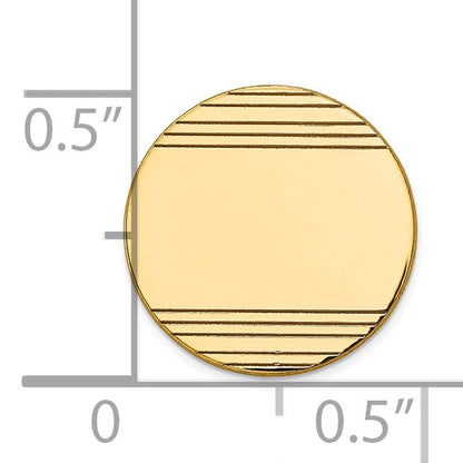 14K Gelbgold Herren Kreisförmig mit Line Design Krawatten Tac