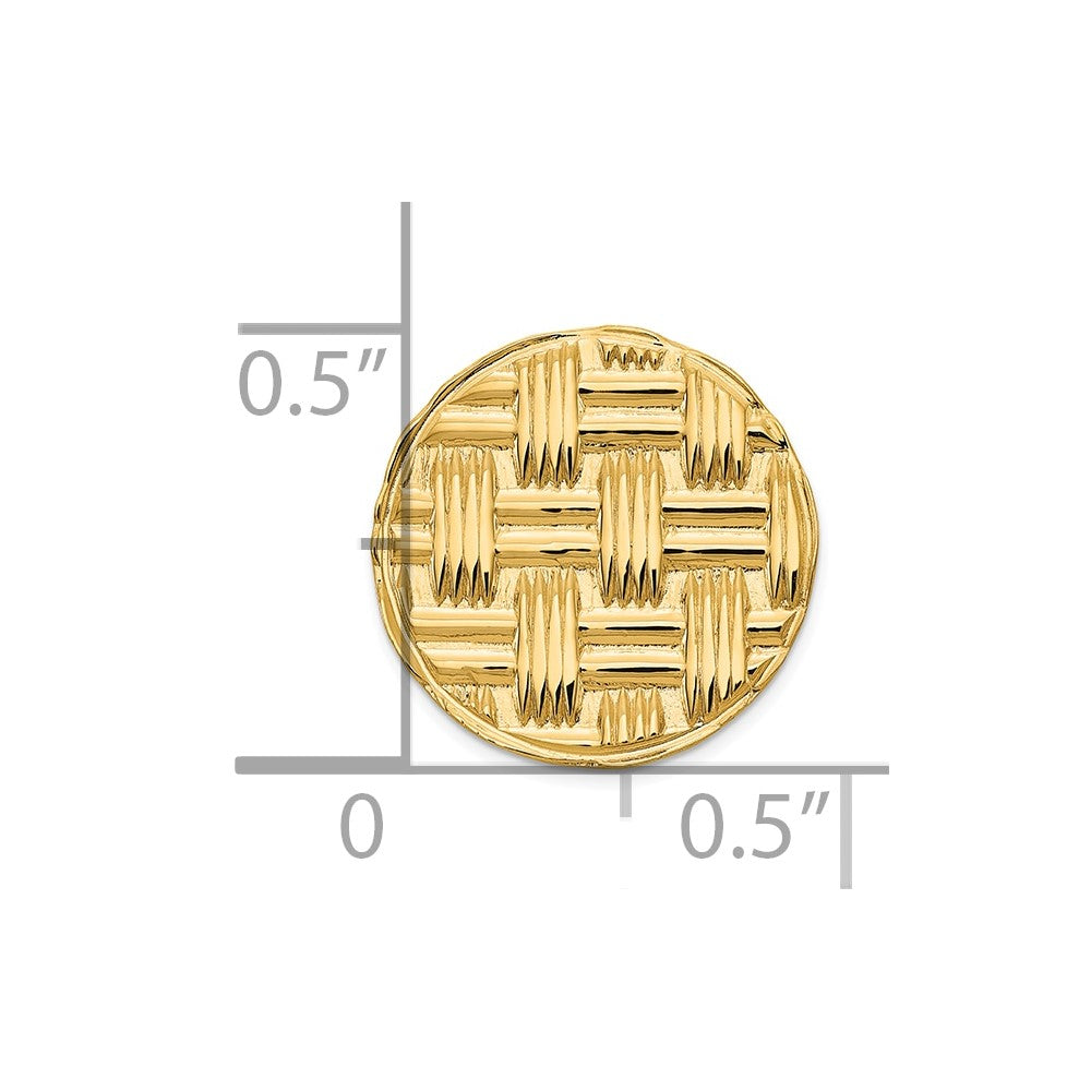 14K Gelbgold Herren Kreisförmig Basketweave Strukturiert Krawatten Tac
