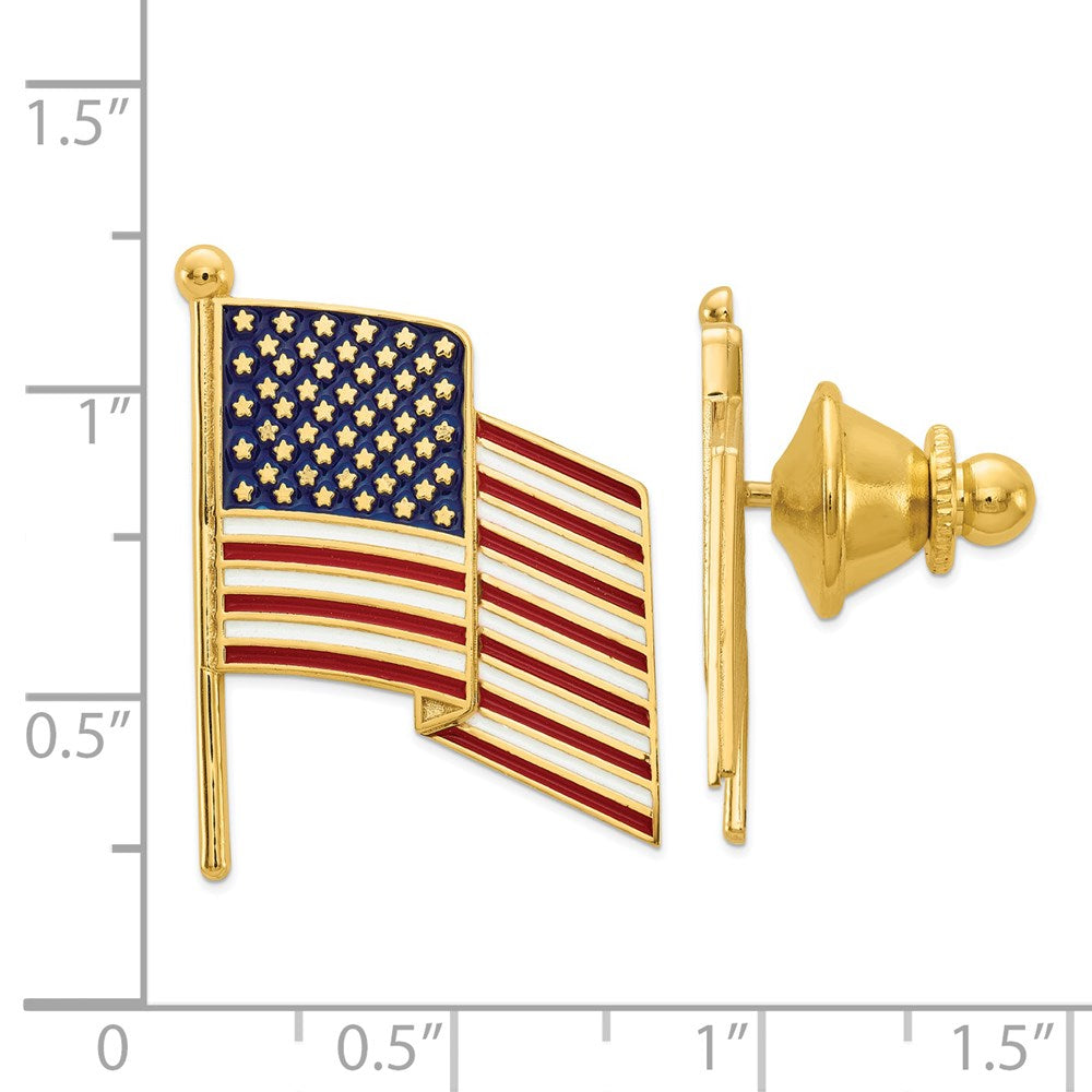 14K Gelbgold Emailliert Flag Krawatten Tac