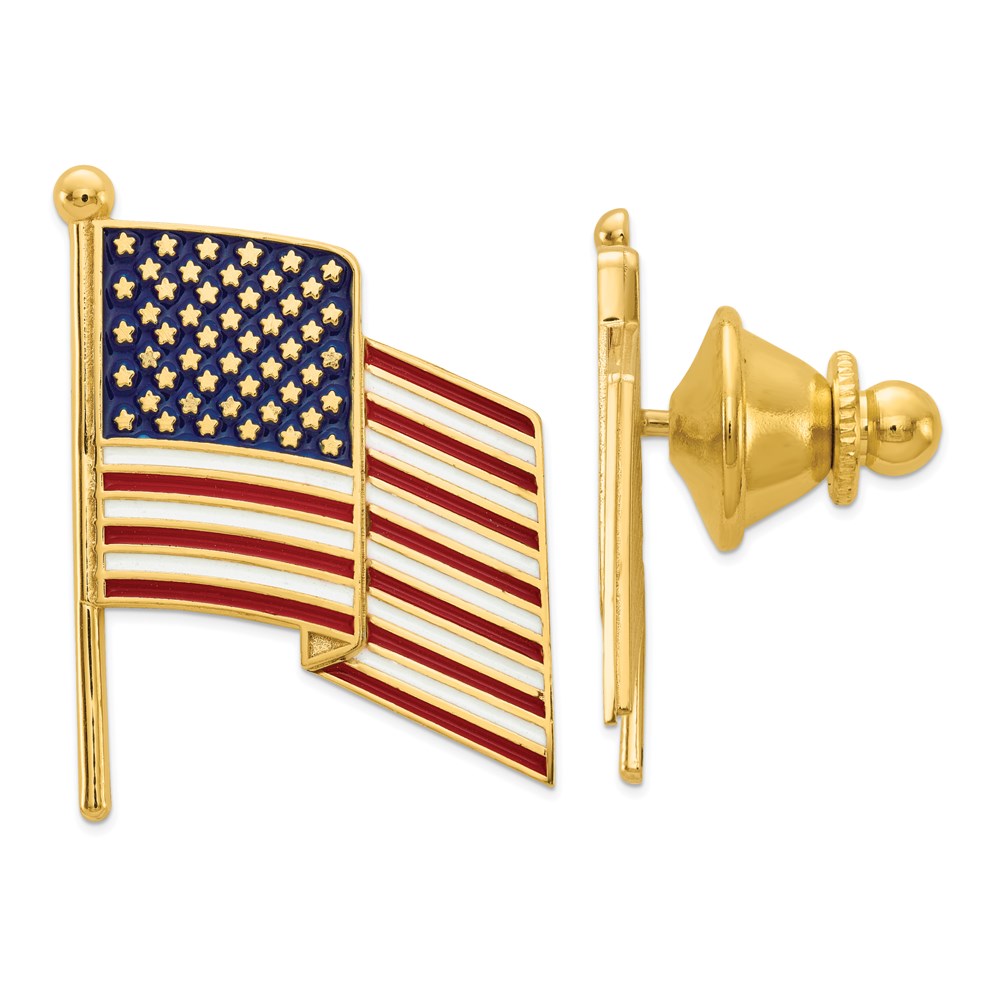 14K Gelbgold Emailliert Flag Krawatten Tac