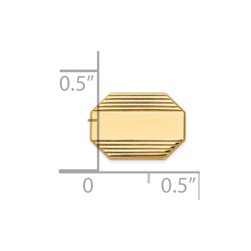 14K Gelbgold Herren Rectangular Octagon mit Line Design Krawatten Tac
