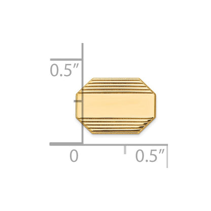 14K Gelbgold Herren Rectangular Octagon mit Line Design Krawatten Tac