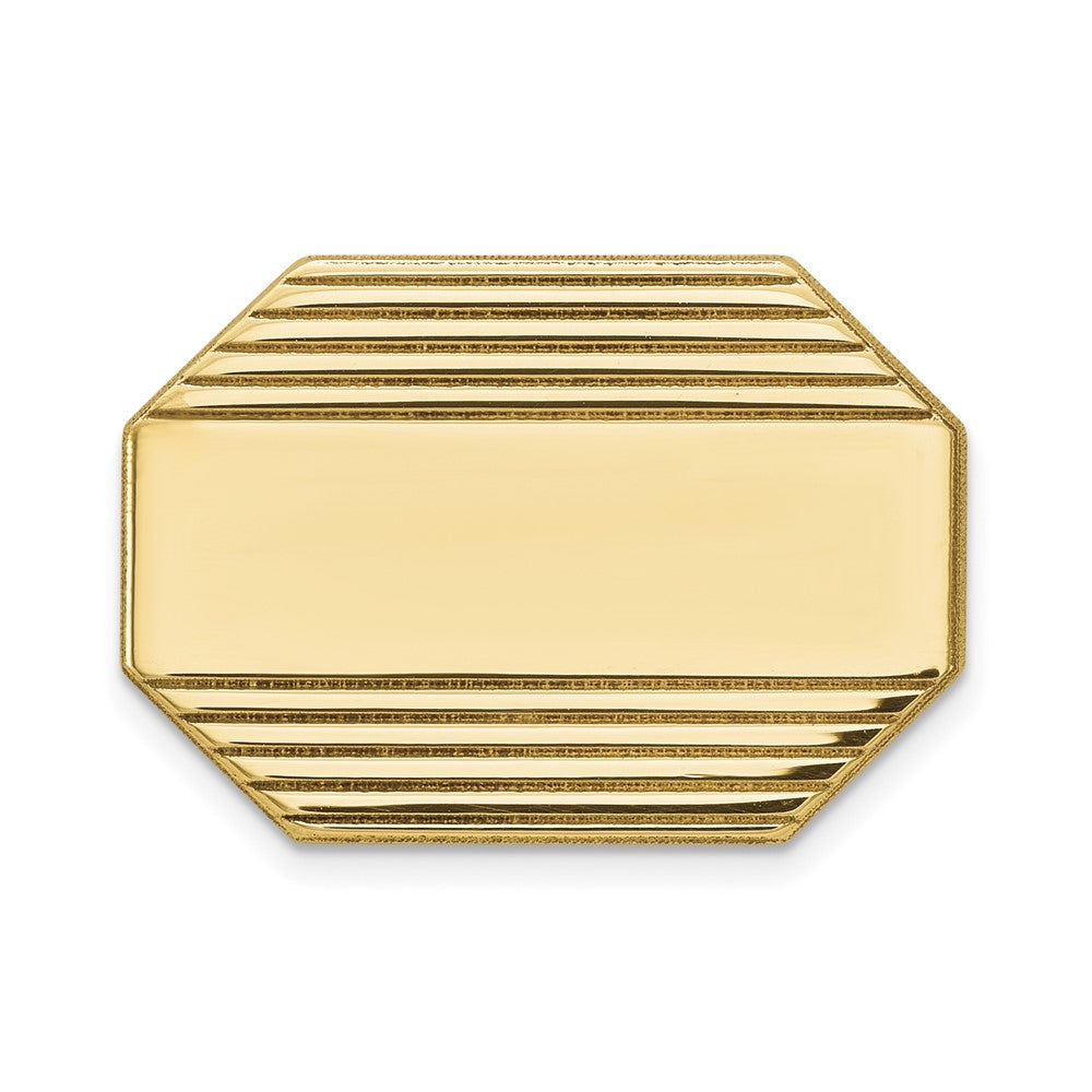 14K Gelbgold Herren Rectangular Octagon mit Line Design Krawatten Tac