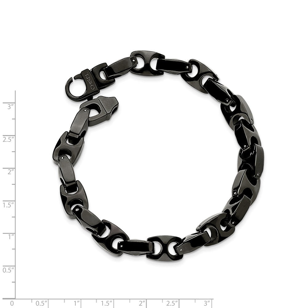 Tungsten Chisel Poliert Schwarz Ip-beschichtet 9 Zoll Armband