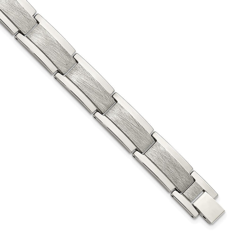 8.5 Zoll Chisel Tungsten Poliert und Satiniert 8.25 Armband
