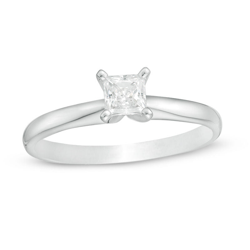 0,5 ct. Diamant-Solitär-Verlobungsring im Princess-Schliff aus 14K Weißgold