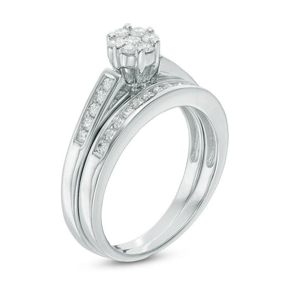 0,5 ct. Diamant-Blumen-Brautset aus 14K Weißgold