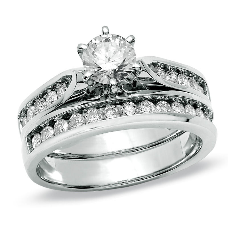1,25 ct. Diamant Braut-Set Verlobungsring aus 14K Weißgold