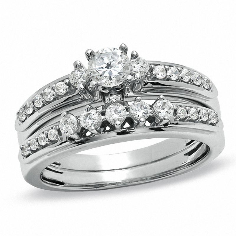 Braut-Set mit 0,75 ct. Diamant in 14K Weißgold