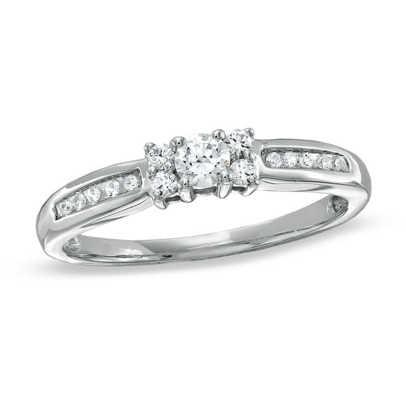 0,25 ct. Diamant-Verlobungsring mit Kanalfassung aus 14K Weißgold
