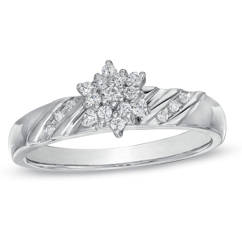 0,2 ct. Diamant-Cluster-Verlobungsring aus 14K Weißgold