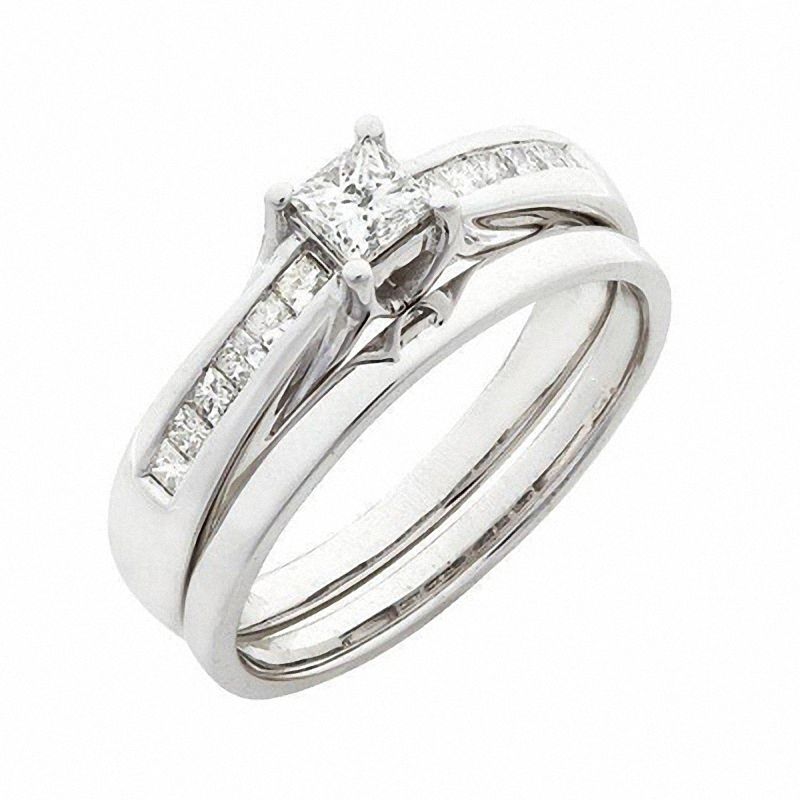 0,5 ct. Diamant-Braut-Set mit Princess-Schliff in 14K Weißgold