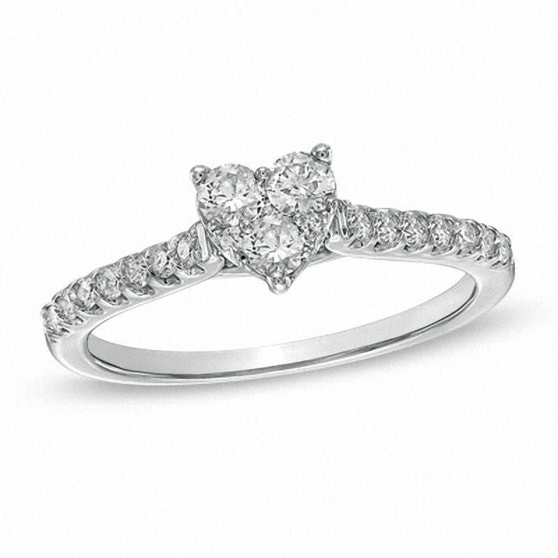 0,5 ct. Diamant-Verlobungsring in Herzform aus 14K Weißgold