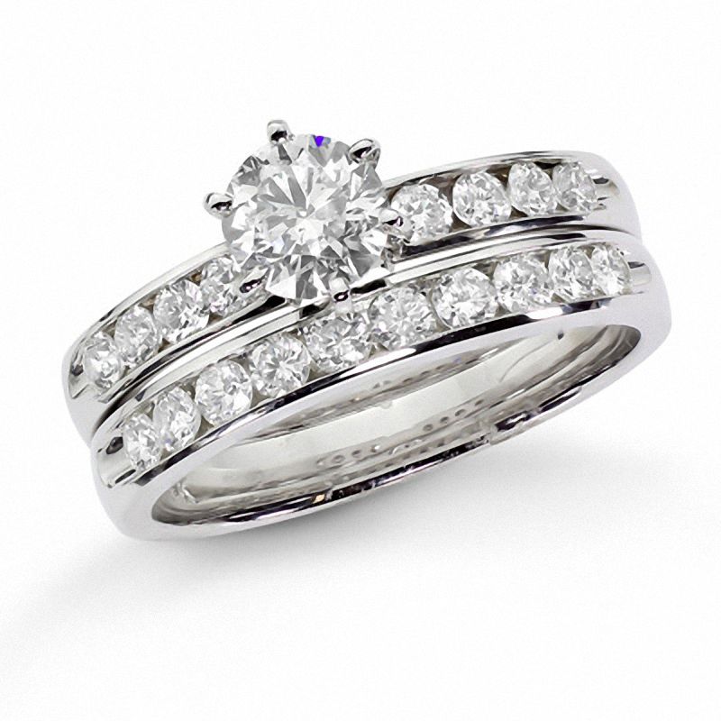 Brautset mit 1 ct. Diamant in 14K Weißgold