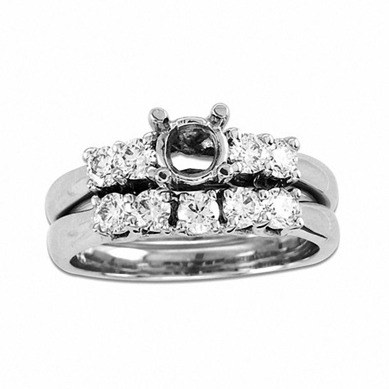 0,75 ct. Diamant-Verlobungsring-Set (Halbfassung) aus 14K Weißgold