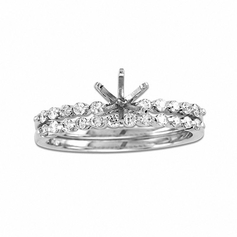 0,25 ct. Diamant-Verlobungsring-Set (Semi-Mount) in 14K Weißgold
