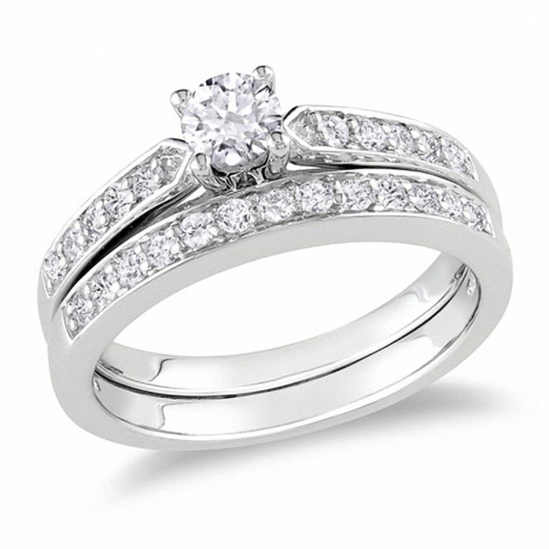 0,5 ct. Diamant-Verlobungsring-Set im Kathedralen-Stil aus Sterlingsilber