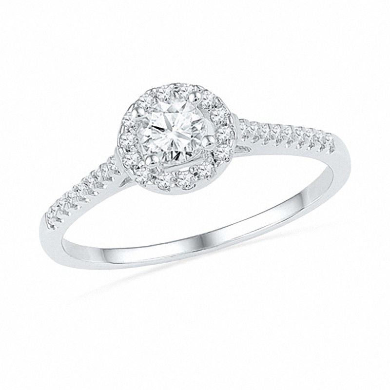 Braut-Set mit Diamanten 1/2 ct. Gesamtgewicht in Halo aus 14K Weißgold