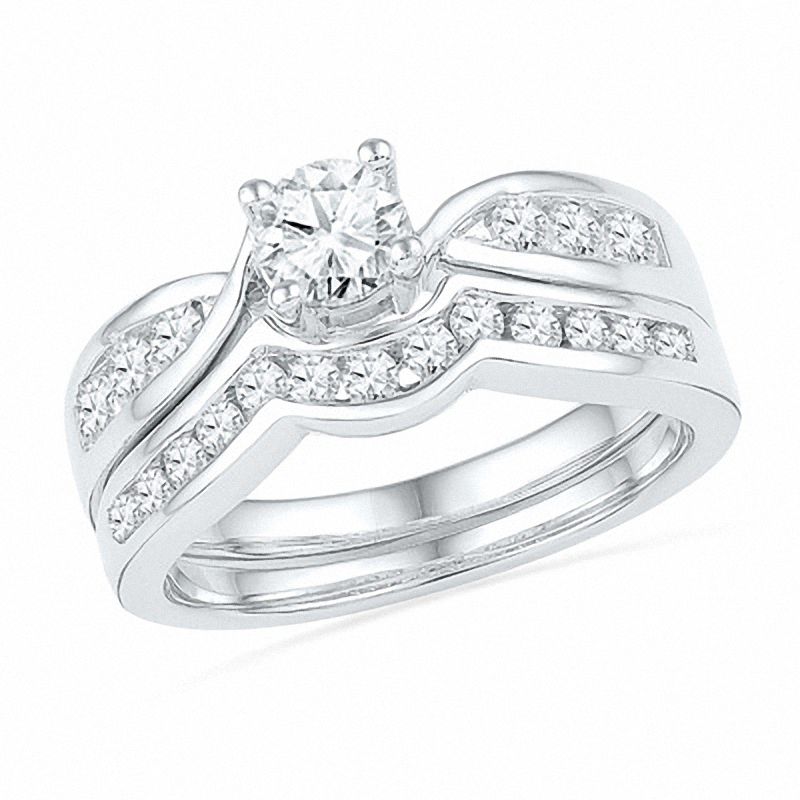 Braut-Set mit 1 ct. Gesamtgewicht Diamant in 14K Weißgold