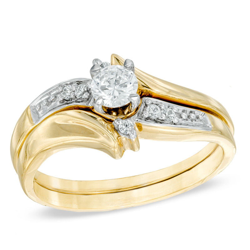 0,25 ct. Diamant Verlobungsring-Set in 14K Gelbgold