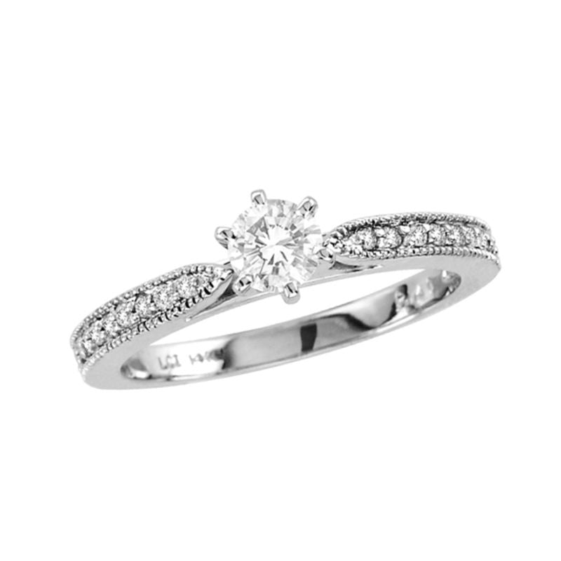 0,5 ct. Diamant Verlobungsring im Vintage-Stil aus 14K Weißgold