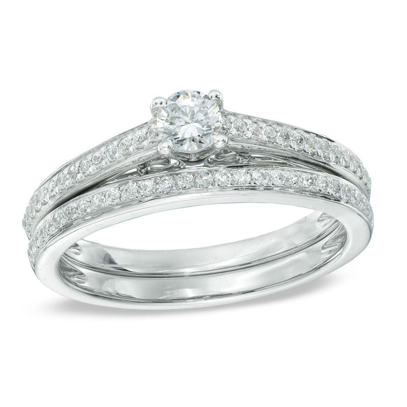 Diamant-Braut-Set mit 0,5 ct. Gesamtgewicht in 14K Weißgold