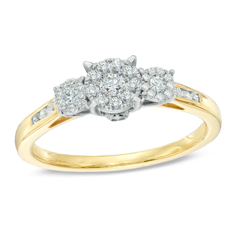 0,33 ct. Diamant-Dreistein-Verlobungsring aus 14K Gold