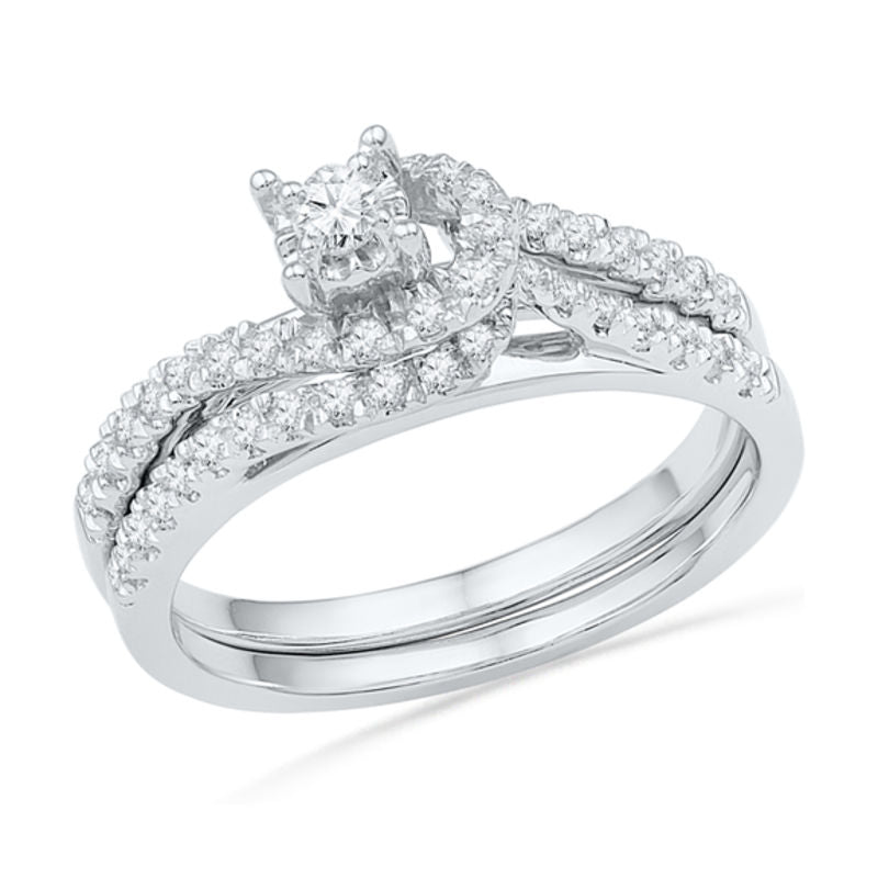 0,33 ct. Diamant-Braut-Set mit Verlobungsring aus 14K Weißgold