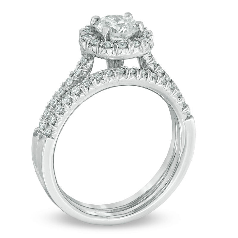 0,625 ct. Diamant-Braut-Set mit Halo in 14K Weißgold