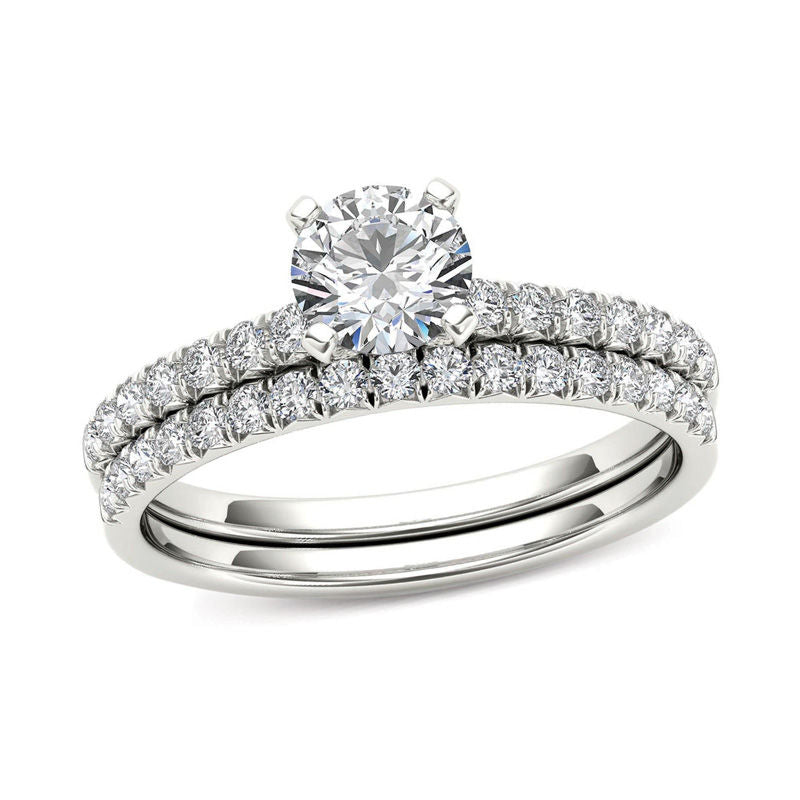 1 ct. Diamant Verlobungsring-Set in 14K Weißgold