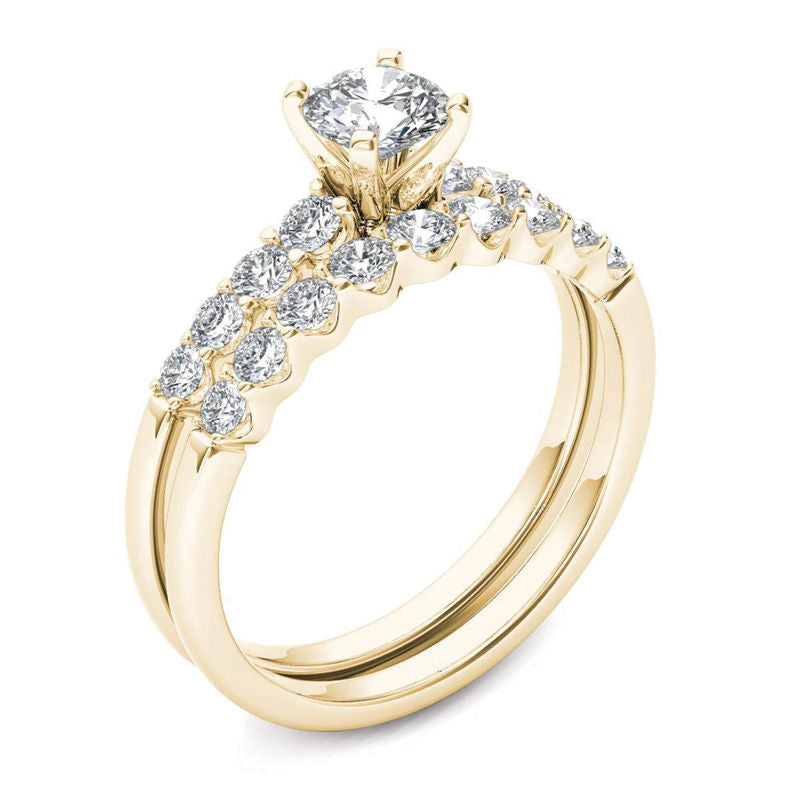 Braut-Set mit Diamanten, 1 ct. Gesamtgewicht, in 14K Gelbgold