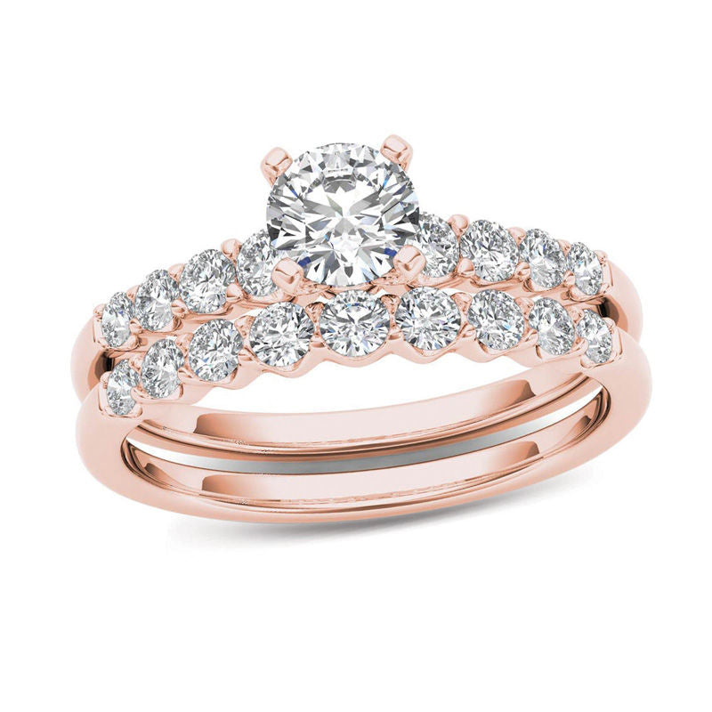 Braut-Set mit 1 ct. Gesamtgewicht Diamant in 14K Roségold