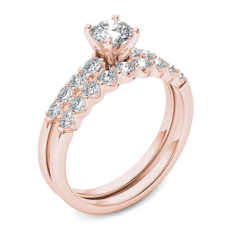 Braut-Set mit 1 ct. Gesamtgewicht Diamant in 14K Roségold